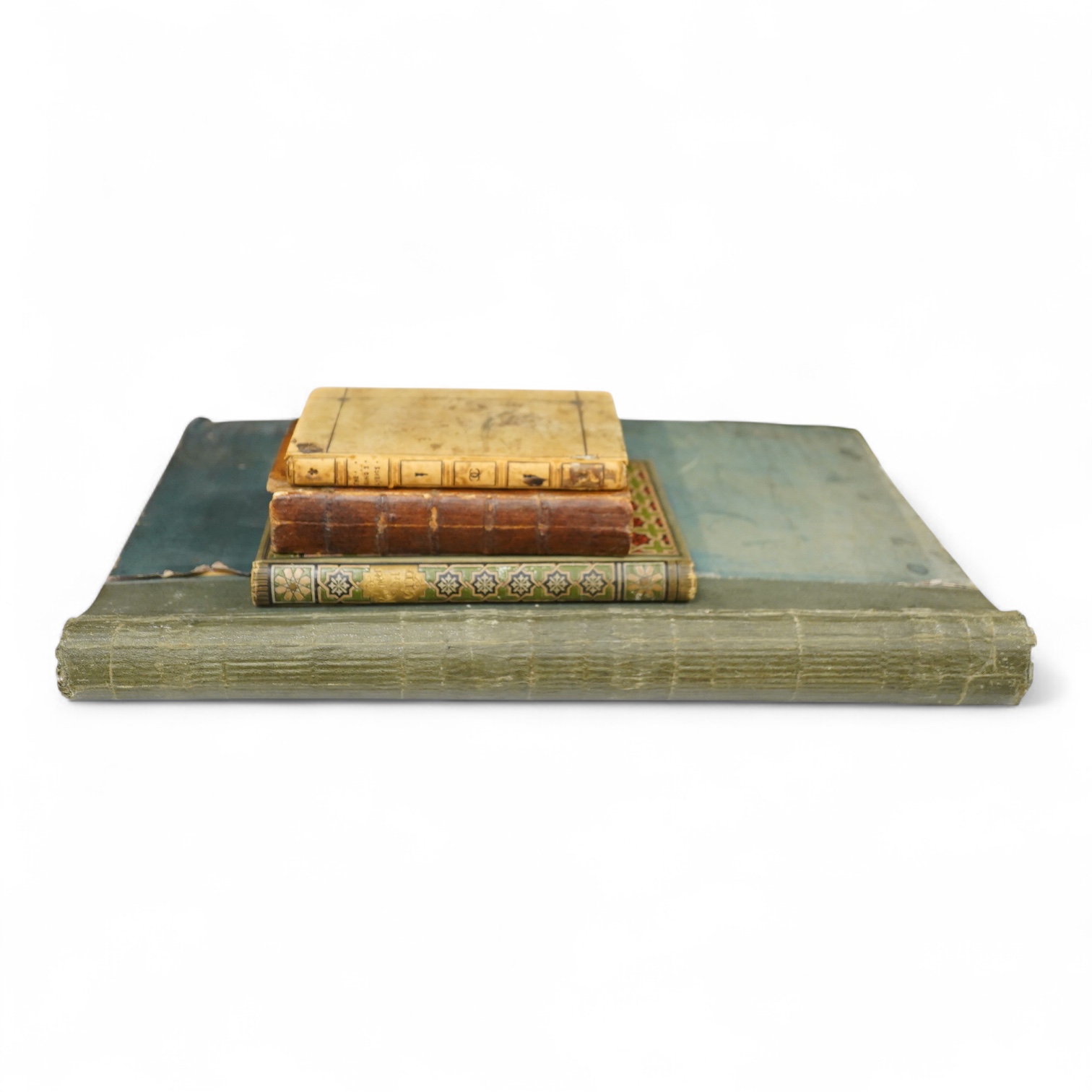 A Victorian scrap book to include hand coloured zoological engravings, together with three books to include ‘The Kings Lyrics’, published 1900